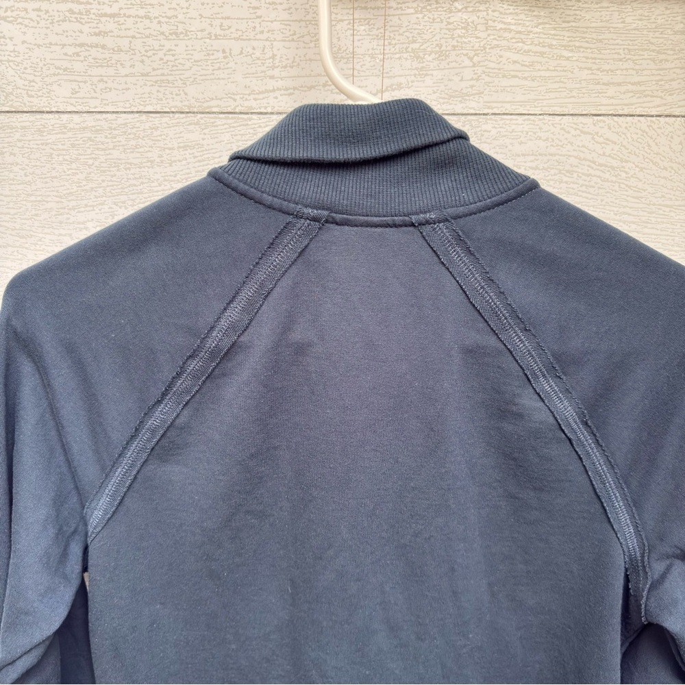 Kavio Fitted Full Zip Mock Neck Jacket Teal Blue Cotton Athleisure Size M - Picture 5 of 7